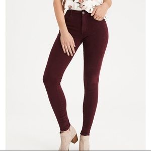 Maroon High Rise American Eagle Jeggings